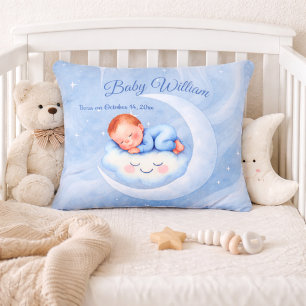 Coussins Décoratifs Baby Boy Douche Invitation Lune Étoiles Aquarelle