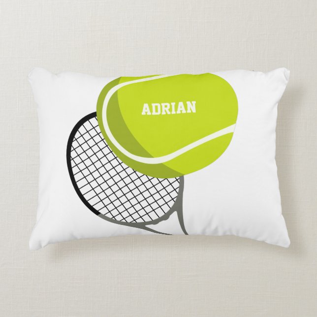 Coussins Décoratifs Balle de Tennis & Raquette Racquet Personnalisé (Devant)