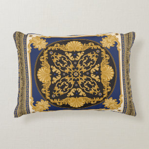 Coussins Décoratifs Bandana imprimé sur arrière - plan noir et bleu, O