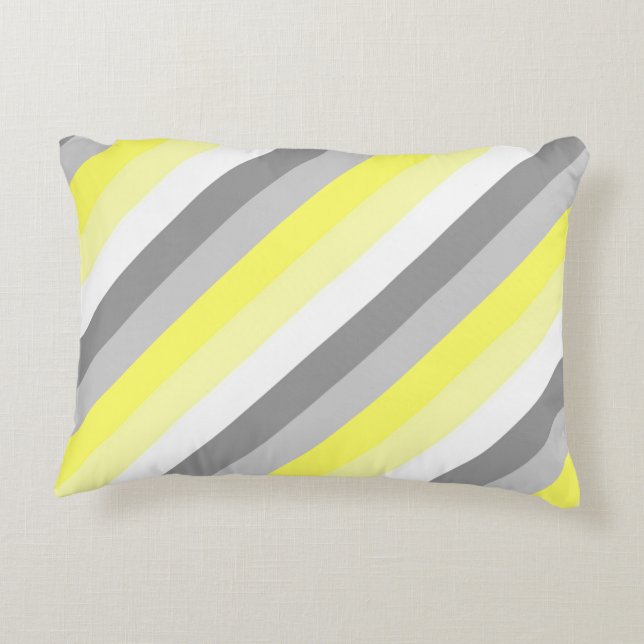 Coussins Décoratifs Bandes jaunes, blanches et grises (Dos)