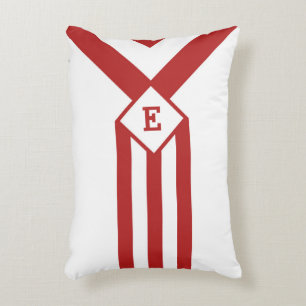 Coussins Décoratifs Bandes rouges et Chevrons avec Monogramme sur blan