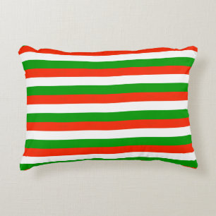 Coussins Décoratifs Bandes rouges, vertes et blanches
