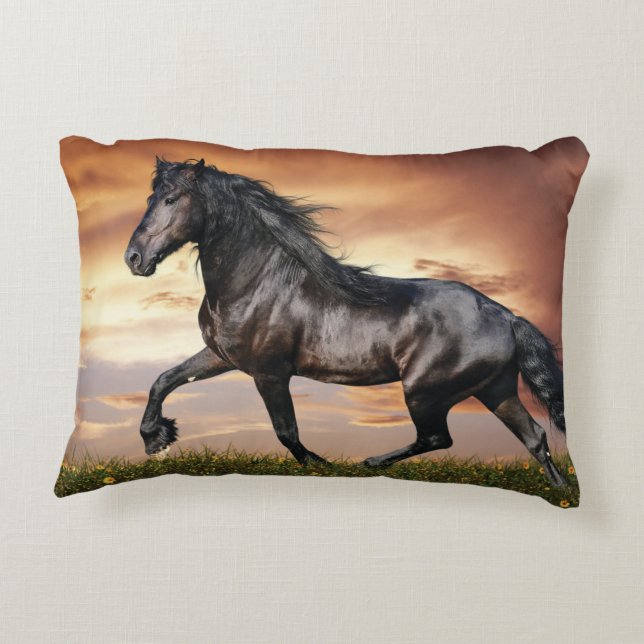 Coussins Décoratifs Beau Cheval Noir (Dos)