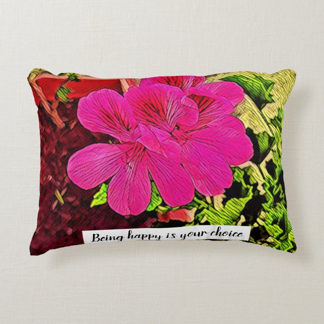 Coussins Décoratifs Being happy is your choice blooming flower (Devant)