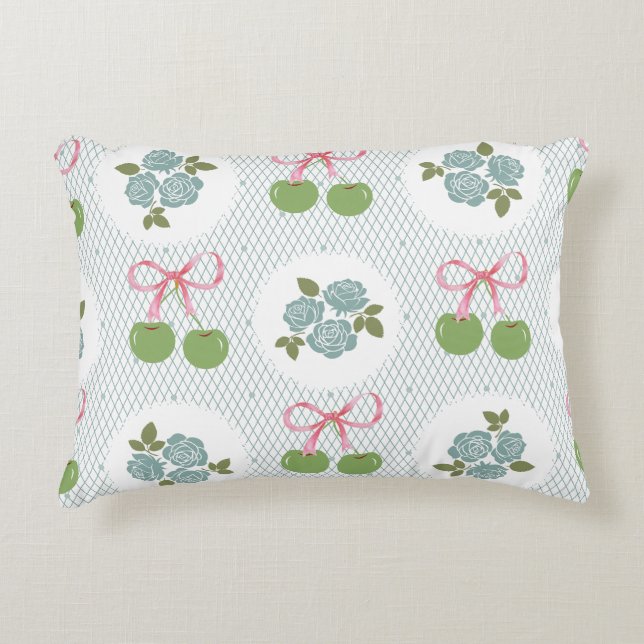 Coussins Décoratifs Belle dentelle magnifique arrière - plan bleu vert (Devant)