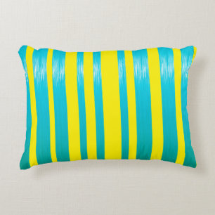 Coussins Décoratifs Belles rayures d'aqua jaune