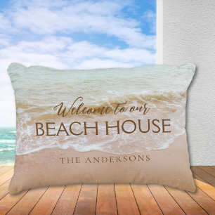 Coussins Décoratifs Bienvenue À Notre Maison De Plage Personnalisée
