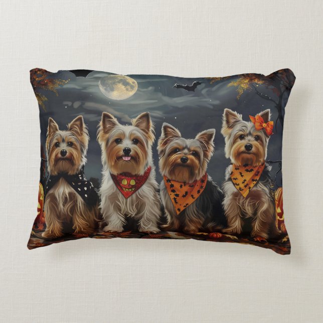 Coussins Décoratifs Biewer Terrier Halloween Éffrayant (Dos)