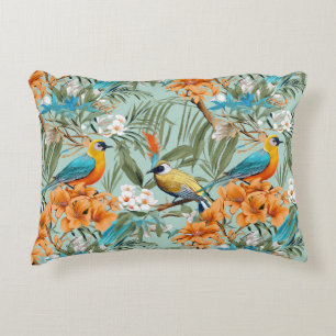 Coussins Décoratifs Birds Chinoiserie Mint Orange