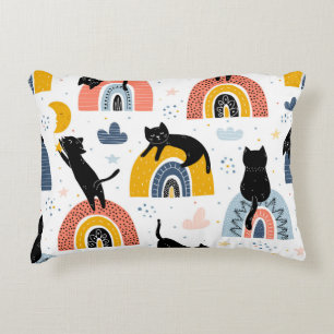 Coussins Décoratifs Black Cats Rainbows Motif Imaginaire