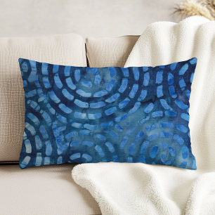 Coussins Décoratifs Bleu Boho Batik Spirales Abstraites