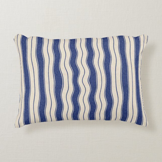 Coussins Décoratifs Bleu et blanc ondulé (Devant)