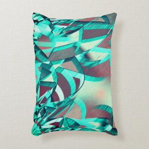 Coussins Décoratifs Bleu ou cyan raye sur une image rouge, percé