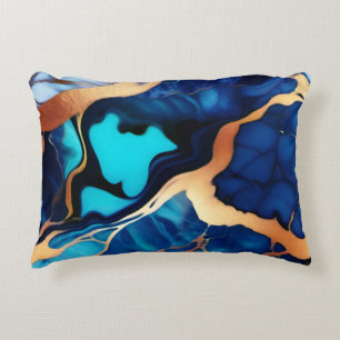Coussins Décoratifs Bleu tendance en or faux marbre