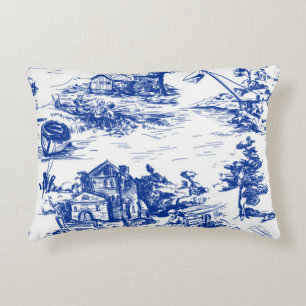 Coussins Décoratifs Bleu Toile Lumbar