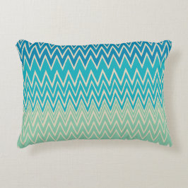 Coussins Décoratifs Bleu turquoise, turquoise et vert Zigzags