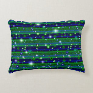 Coussins Décoratifs Bleu vert rayures avec étoiles et Raindrops