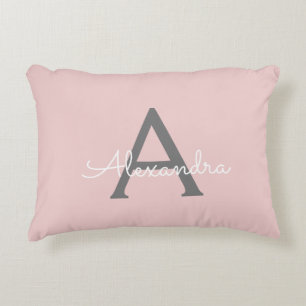 Coussins Décoratifs Blush Pink Grey Modern Script Girly Monogram