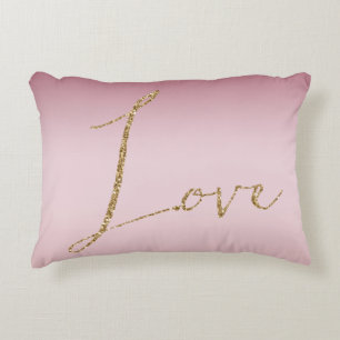 Coussins Décoratifs Blush Pink Ombre Parties scintillant Gold Love