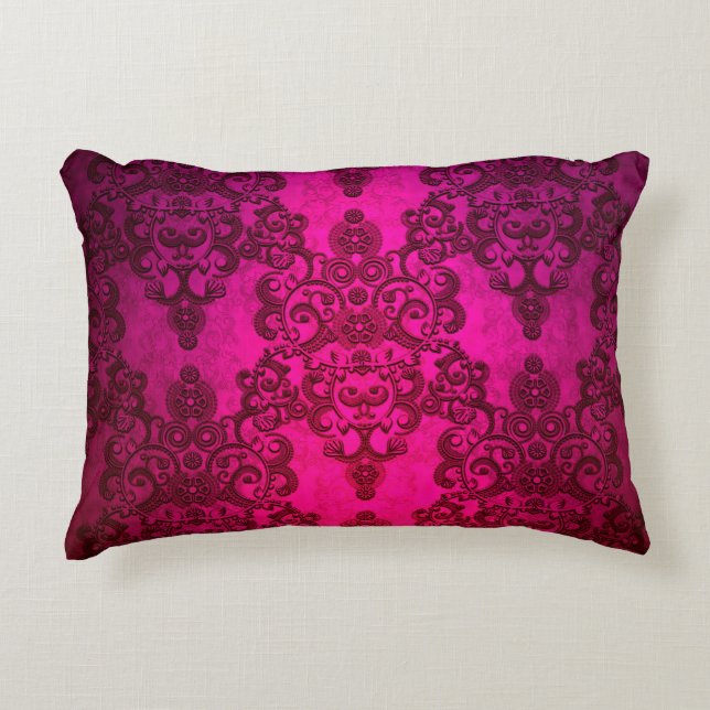 Coussins Décoratifs Boho Damask Style Victorien Rose Profond (Devant)