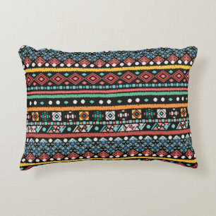 Coussins Décoratifs Boho ethnique : impression de pixels géométriques