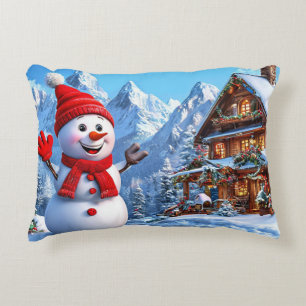 Coussins Décoratifs Bonhomme de neige joyeux