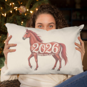 Coussins Décoratifs Bonne année 2026 Cheval Rouge Chinois