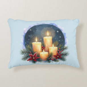 Coussins Décoratifs Bougie de Noël avec Poinsettias
