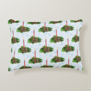 Coussins Décoratifs Bougie de Noël Joyeuse aquarelle
