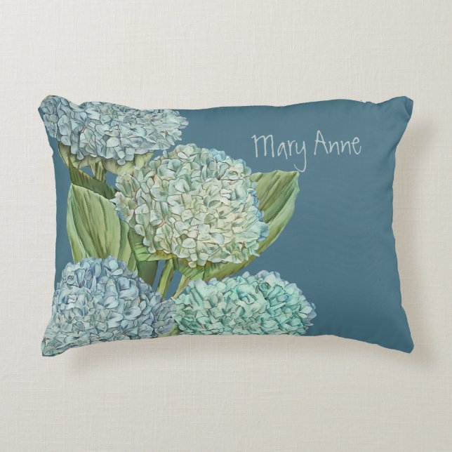 Coussins Décoratifs Bouquet d'hortensia bleu poussiéreux (Devant)