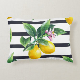 Coussins Décoratifs Branche de citron : lisière d'aquarelle d'agrumes