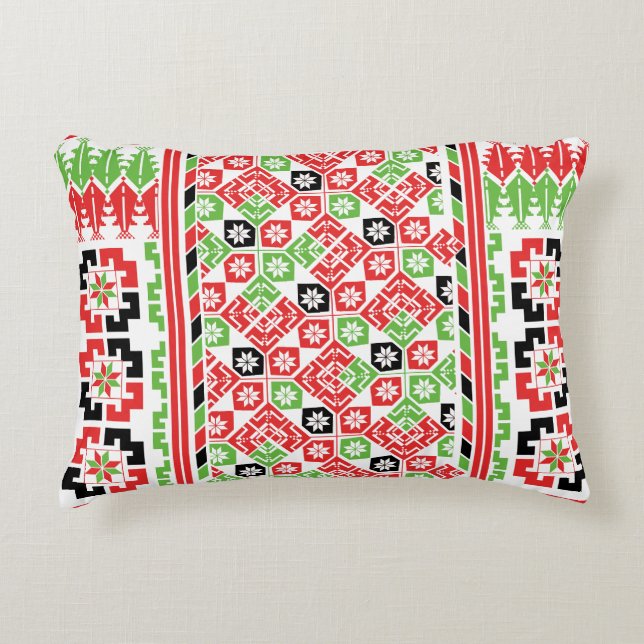 Coussins Décoratifs Broderie palestinienne Tatreez design imprimé (Devant)