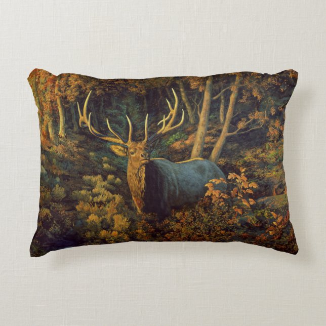 Coussins Décoratifs Bull Elk dans la forêt d'automne (Devant)