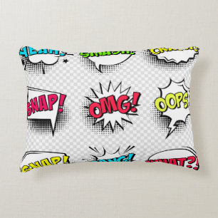 Coussins Décoratifs Bulles de discours comiques avec ombre et texte mi