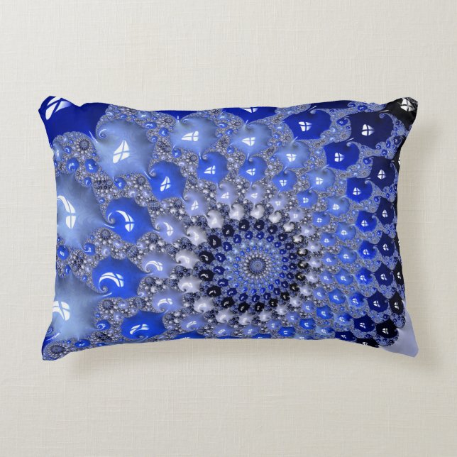 Coussins Décoratifs Bulles fractales Ombre Bleu Abstrait (Devant)