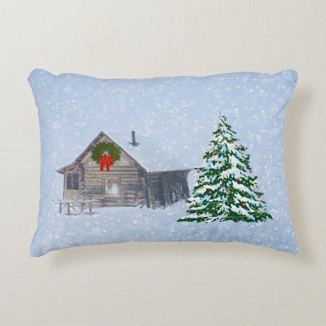 Coussins Décoratifs Cabine de Noël d'hiver (Devant)