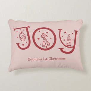 Coussins Décoratifs Cadeau de Noël graphique de joie fantaisiste minim