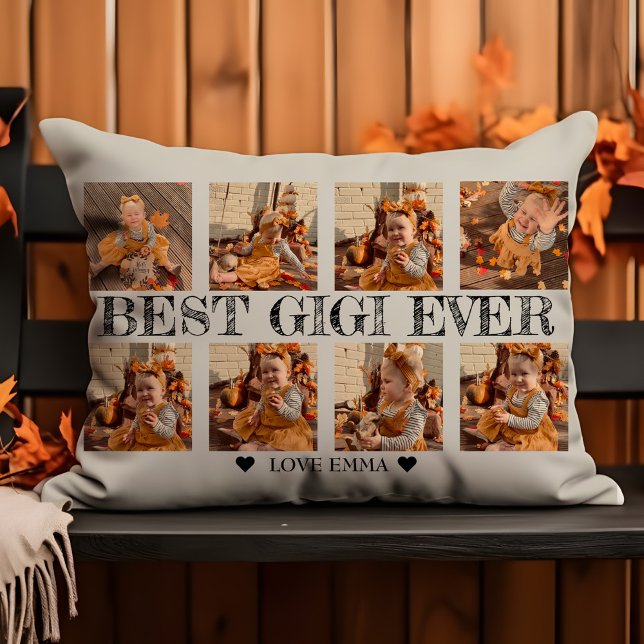 Coussins Décoratifs Cadeau photo Collage personnalisé Meilleur Gigi Ja (Créateur téléchargé)