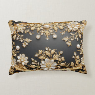 Coussins Décoratifs Cadre floral or luxueux