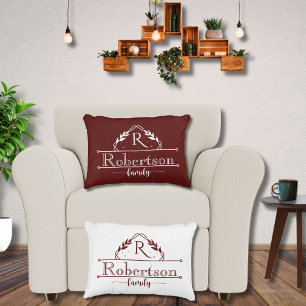 Coussins Décoratifs Cadre Monogramme Familial Profond Bourgogne