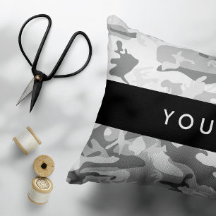 Coussins Décoratifs Camouflage neige hivernale grise Personnalisez vot