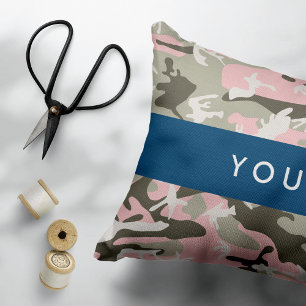 Coussins Décoratifs Camouflage Rose et Vert Personnalisez Votre nom