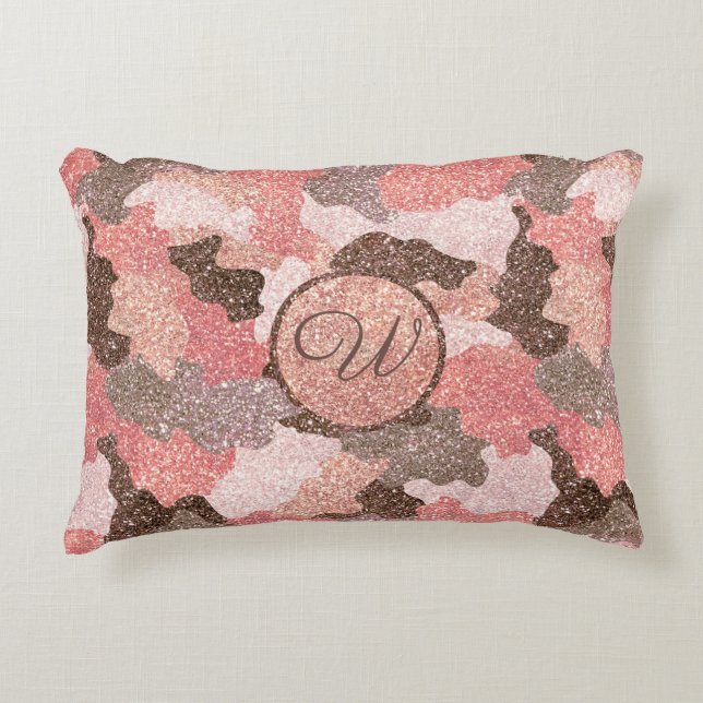 Coussins Décoratifs Camouflage Rose Gold Parties scintillant Camo Scri (Devant)