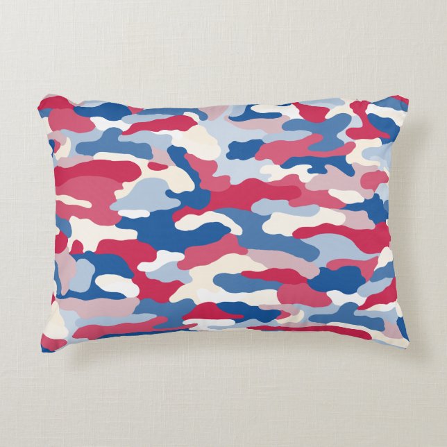 Coussins Décoratifs Camouflage rouge blanc et bleu (Devant)