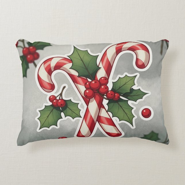 Coussins Décoratifs Candy Cane Duo With Holly And Berries (Devant)