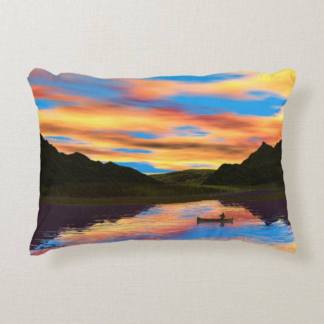 Coussins Décoratifs Canot Sur Sunset Lake Jigsaw Puzzle (Devant)