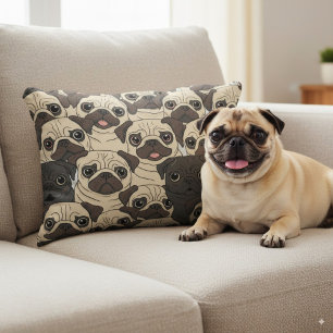 Coussins Décoratifs Caricature beige mignon carlin chien sans couture 