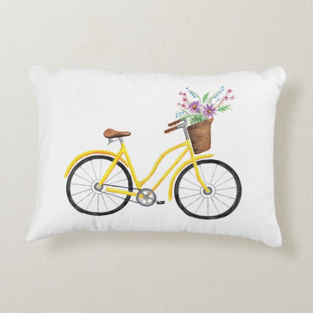 Coussins Décoratifs Carreau jaune doux de bicyclette (Dos)