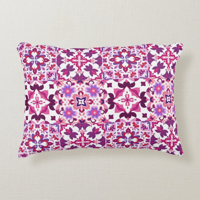 Coussins Décoratifs Carreaux espagnols roses et violets (Devant)