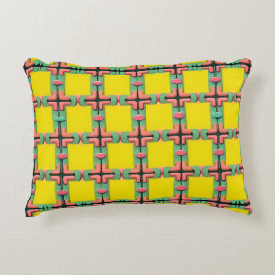 Coussins Décoratifs Carreaux géométriques jaune bleu rose